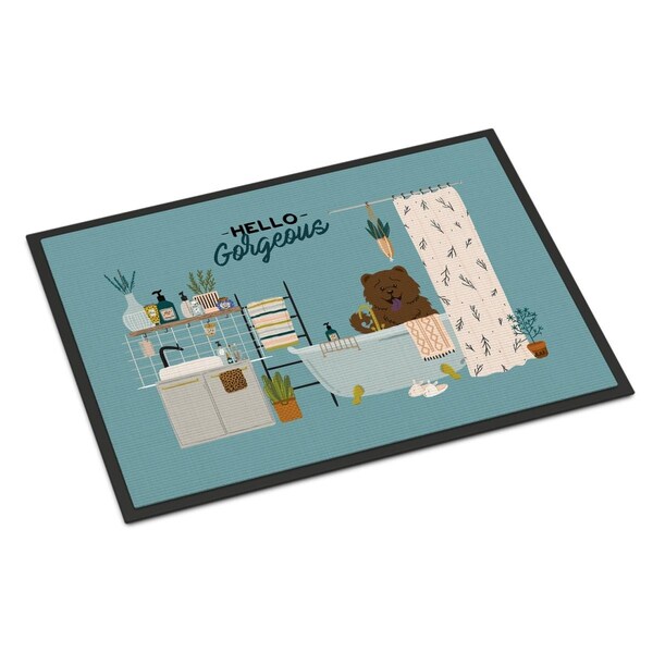 Carolines Treasures 18 x 27 in. Chocolate Chow Chow in Bathtub Indoor or Outdoor Mat CK7563MAT - main